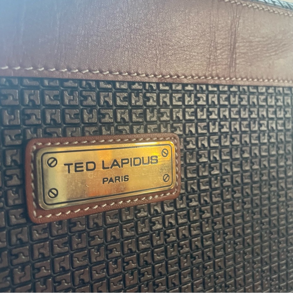 Vintage 1980s Ted Lapidus Designer Leather Embossed Travel Vanity Case - Picture 2 of 9
